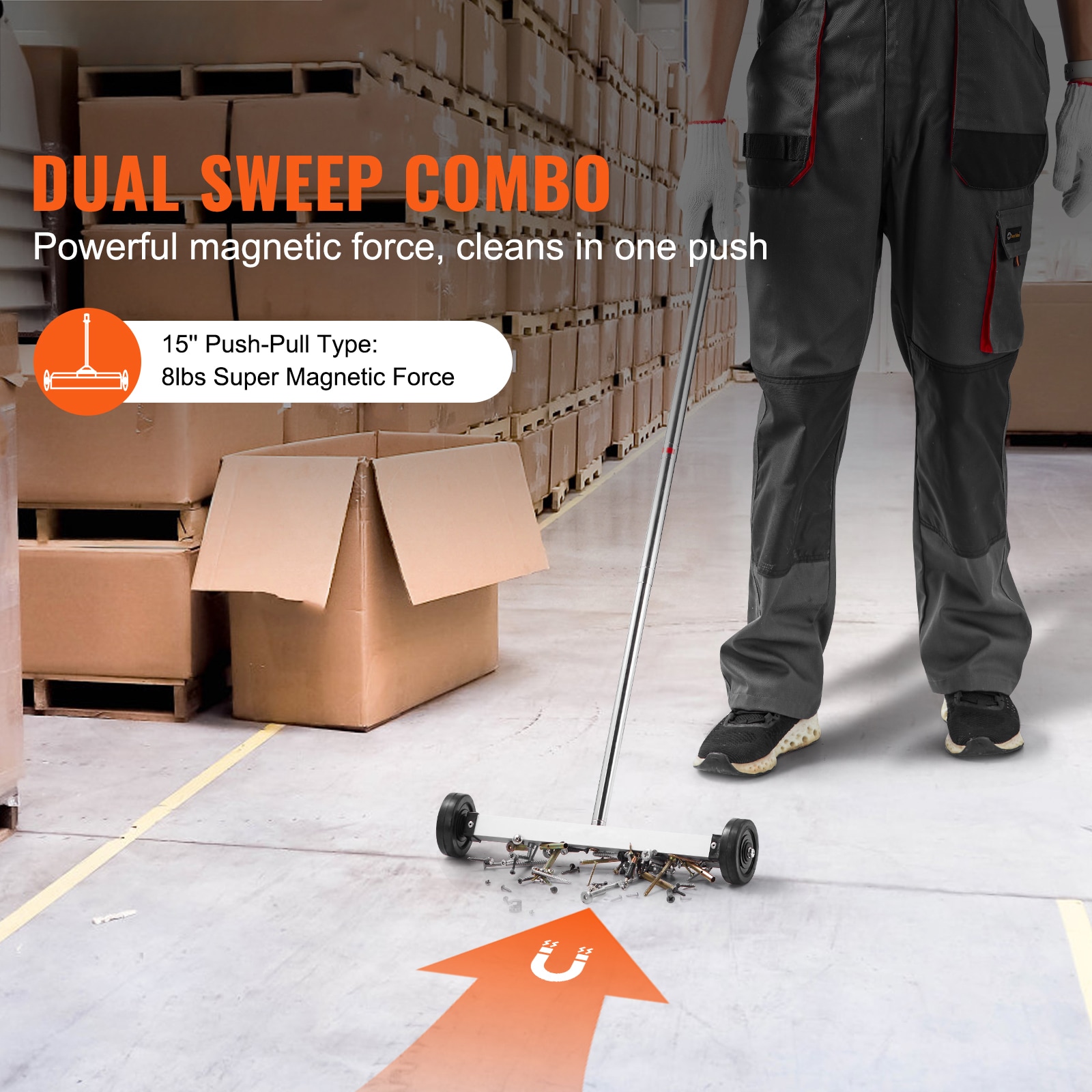 Magnetic Sweeper With Wheels 15inch Mini 8 Lbs Capacity Adjustable Handle_voghion.com